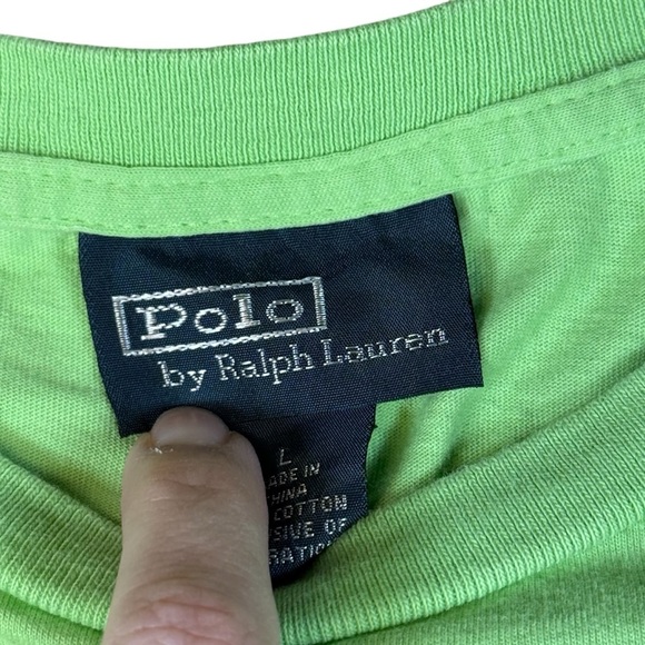 Polo Ralph Lauren T Shirt Mens Large L Short Sleeve Crewneck Pony Lime Green - Picture 3 of 4